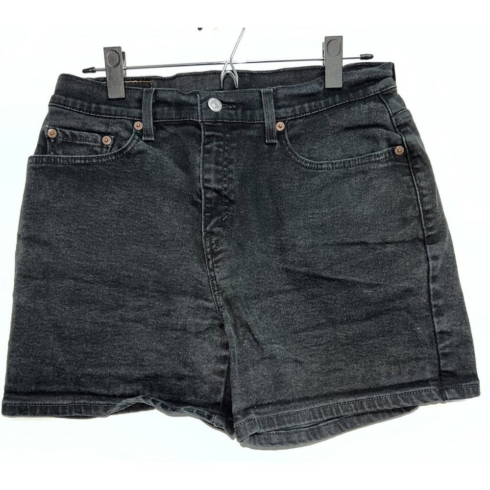 Vtg 90s Levis Womens Black Denim Jean Shorts Size 12 Miss  Hi Waisted Rise Mom